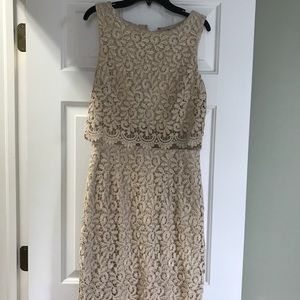 Betsy & Adam gold lace size 10 dress